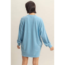 Load image into Gallery viewer, Vintage Blue Oversized Sweatshirt Mini Dress
