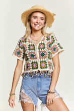 Load image into Gallery viewer, Let’s Groove Crochet Fringe Crop Cardigan Top
