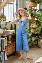Load image into Gallery viewer, Retro Chic Chambray Tie-Front Jumpsuit
