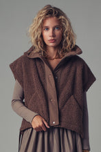 Load image into Gallery viewer, Plush Chocolate Quilted Collar Boxy Sherpa Vest
