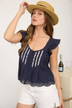 Load image into Gallery viewer, Whispering Willows Linen Blend Top (White or Navy)
