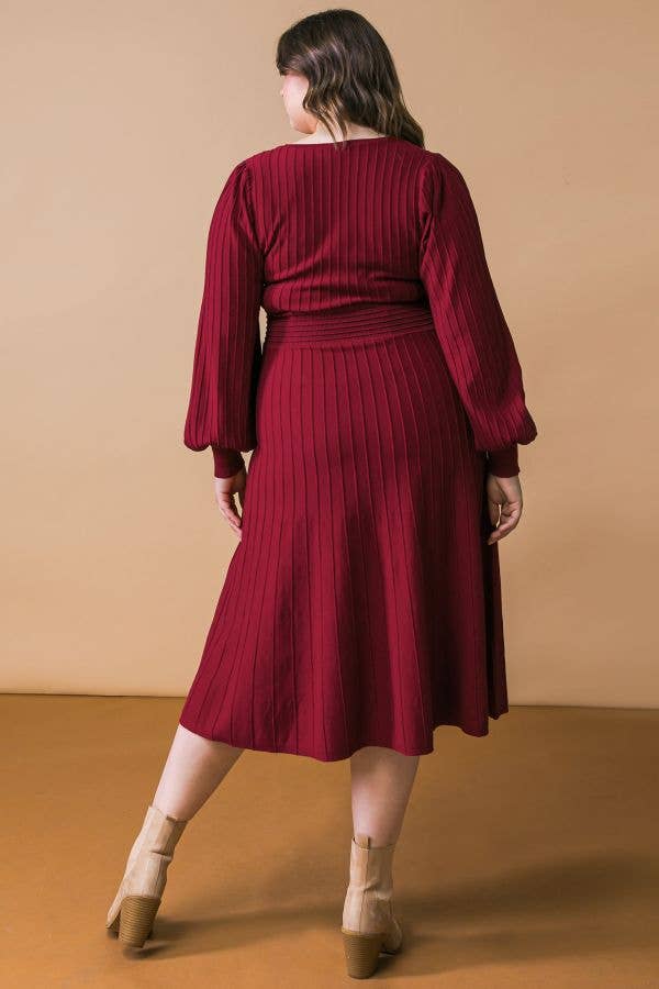 Cranberry Bliss Midi Sweater Dress (Curvy Collection) BURGUNDY / 2XL Cranberry Bliss Midi Sweater Dress (Curvy Collection) BURGUNDY / 2XL
