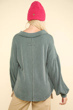 Load image into Gallery viewer, Easy Peezy Two Tone Ribbed V-Neck Oversized Knit Top (3 colors)
