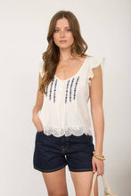 Load image into Gallery viewer, Whispering Willows Linen Blend Top (White or Navy)
