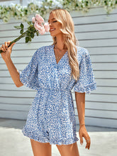 Load image into Gallery viewer, Dusty Blue Leopard Surplice Romper
