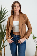 Load image into Gallery viewer, Foxy Rebel Faux Suede Moto Jacket (Black or Camel)
