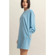 Load image into Gallery viewer, Vintage Blue Oversized Sweatshirt Mini Dress
