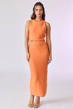 Load image into Gallery viewer, Orange Crush Crop Knit Top &amp; Maxi Skirt Set

