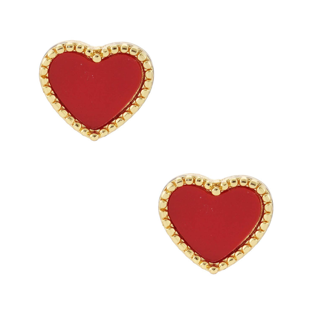 Heart Shaped Gold Dipped Post Stud Earrings