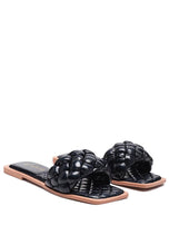 Load image into Gallery viewer, The Marcue Metallic Patent PU Quilted Slide Sandals
