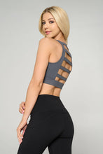 Load image into Gallery viewer, Slate Siren Lattice Open Back Sports Bra
