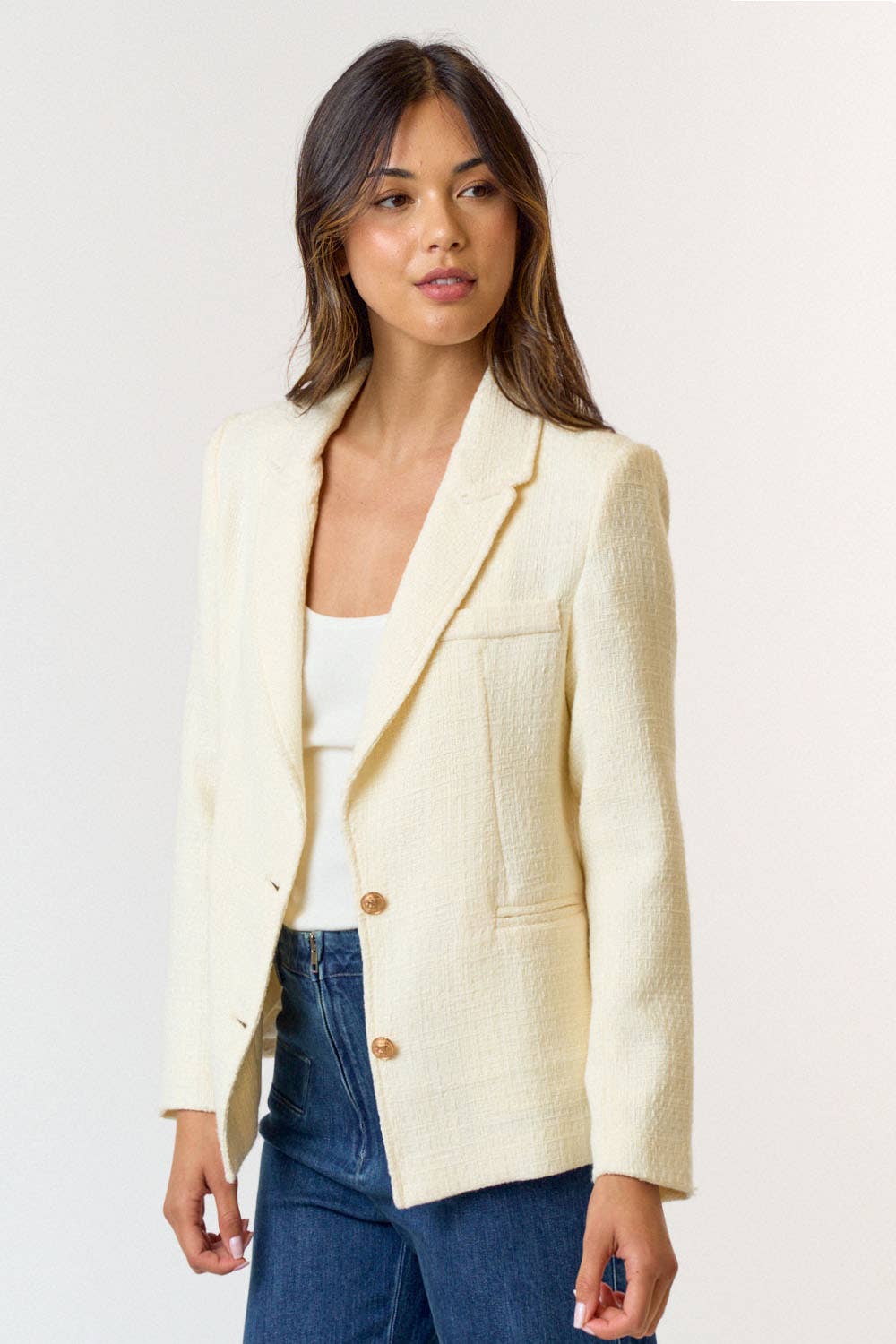 Touch of Elegance Tweed Ivory Blazer