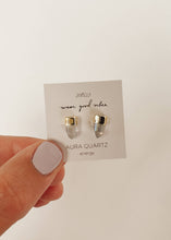Load image into Gallery viewer, Wear Good Vibes Gold Dip Point Aura Quartz Earrings
