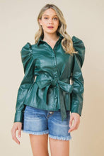 Load image into Gallery viewer, Emerald Envy Faux Leather Top
