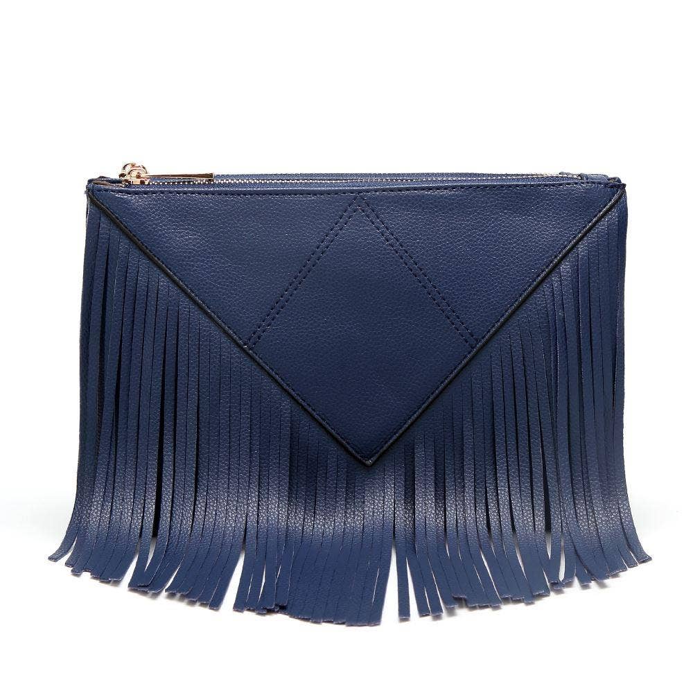 Caroline Fringe Crossbody Bag - Navy Blue