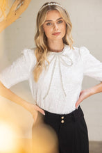 Load image into Gallery viewer, Get Frosted Winter Wonderland Bow Detail Jacquard Top
