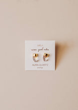 Load image into Gallery viewer, Wear Good Vibes Gold Dip Point Aura Quartz Earrings
