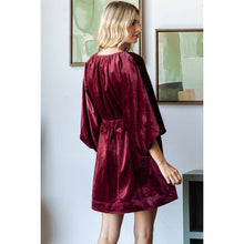 Load image into Gallery viewer, Very Merry Merlot Velvet V-neck Babydoll Dress
