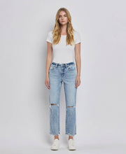 Load image into Gallery viewer, Stone Cold HIGH RISE DISTRESSED STRAIGHT JEANS

