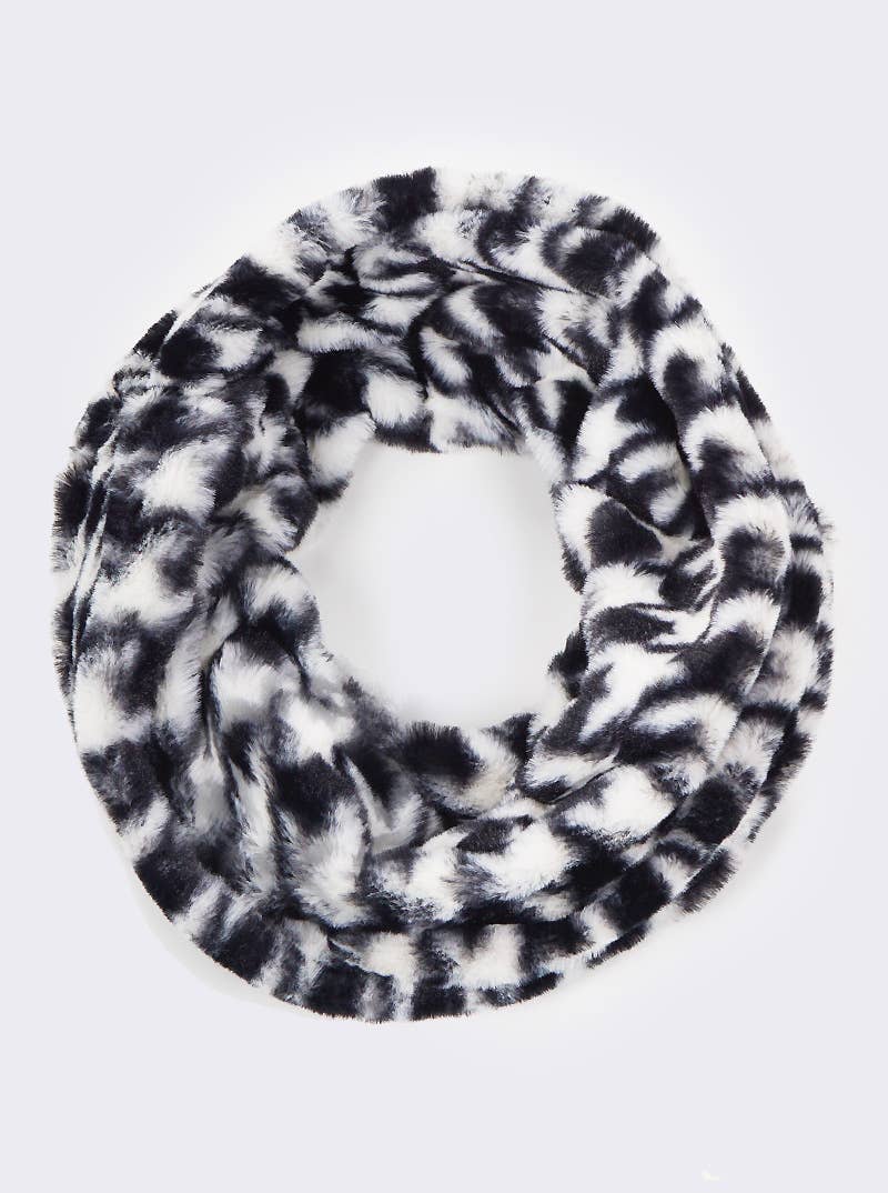 Houndstooth Faux Fur Infinity Neck Scarf