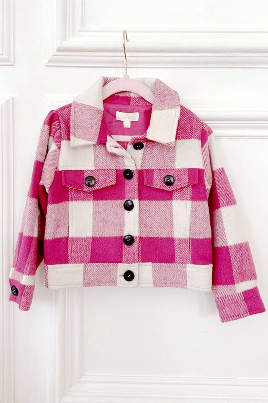 Sweet Raspberries Checkered Shacket (kids)