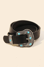 Load image into Gallery viewer, Wild Wild West Turquoise Stud Buckle Faux Leather Belt
