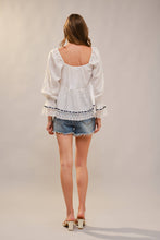 Load image into Gallery viewer, Twilight Orchard Romance Lace Trim Peasant Blouse
