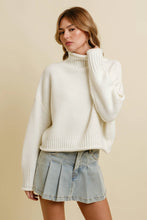 Load image into Gallery viewer, Winter White Chunky Cream Turtleneck Sweater
