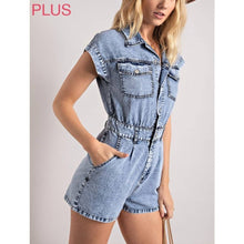 Load image into Gallery viewer, Country Days Denim Romper (sizes 10-14)
