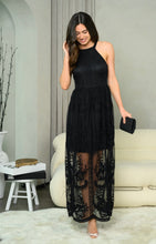 Load image into Gallery viewer, Sheer Delight Halter Lace Maxi Dress
