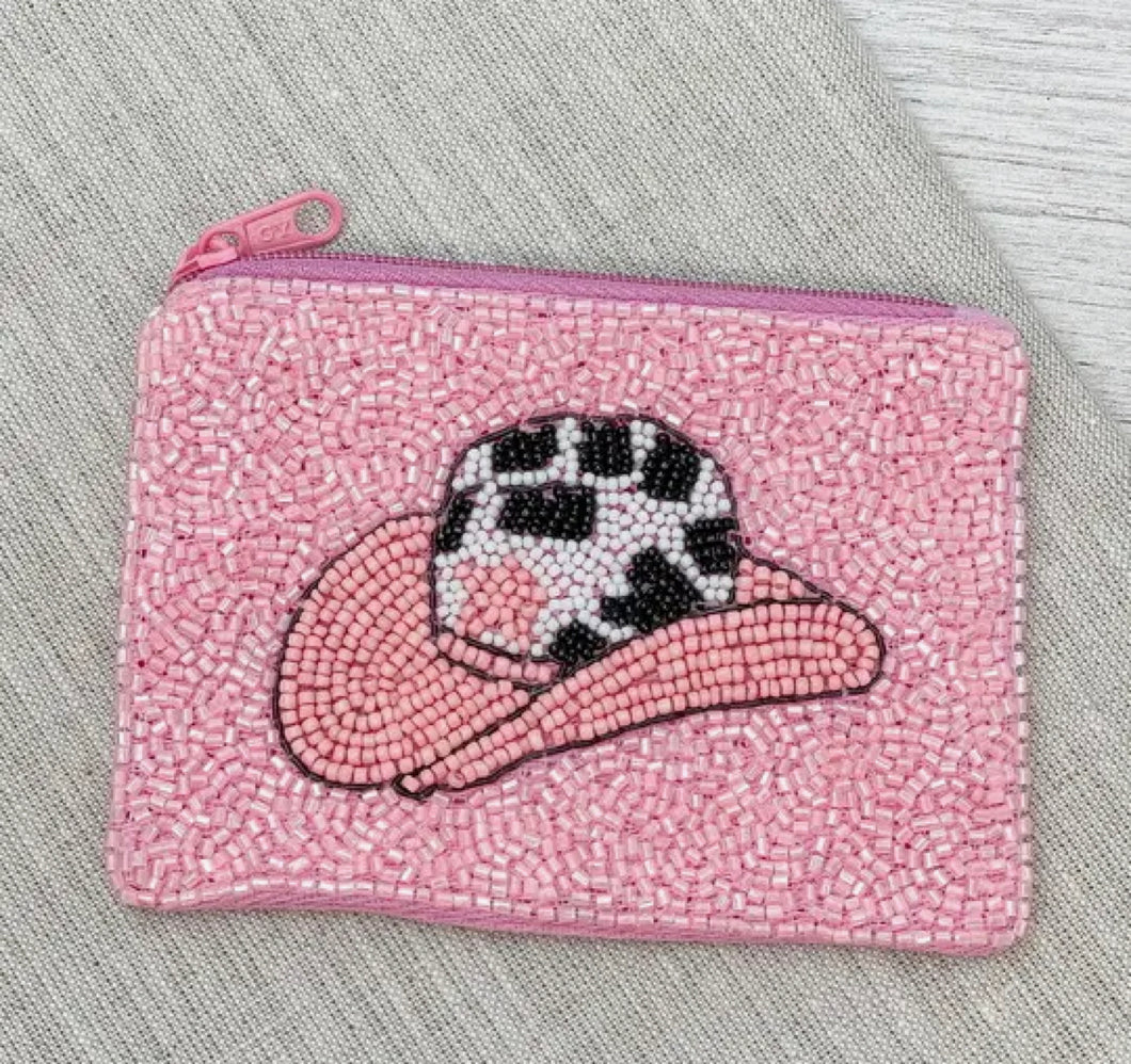 Pink Cowboy Beaded Petite Pouch
