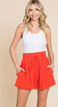 Load image into Gallery viewer, Hot Coral Linen Blend Shorts (Curvy)
