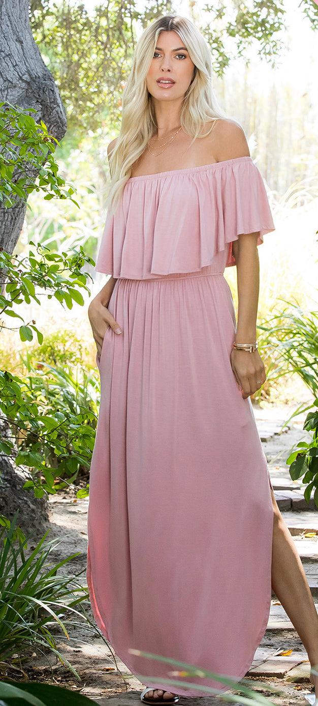 Comfy Pink Pocketed Maxi Dress (Curvy Collection)