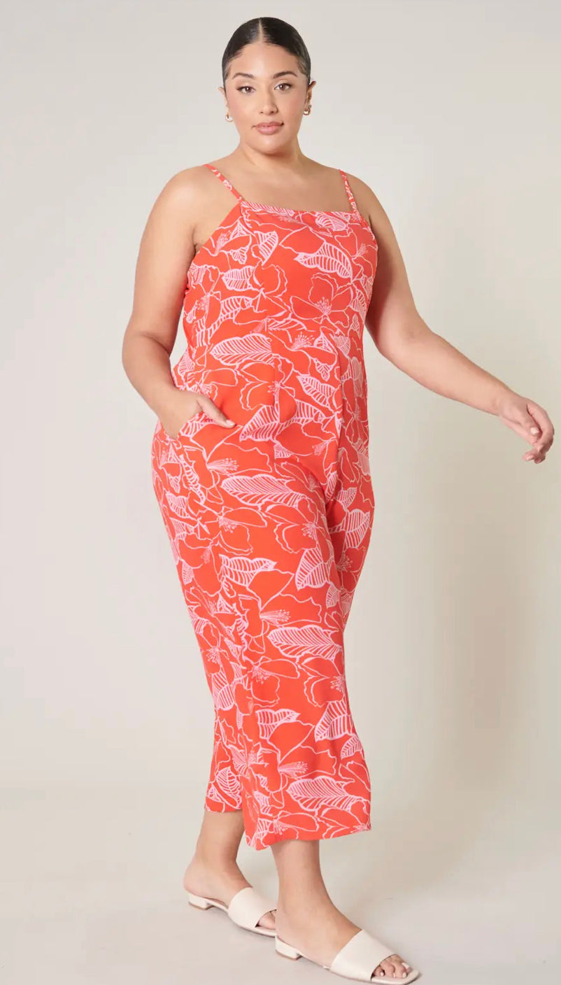 Tropical Coral Jumpsuit (Curvy Collection)
