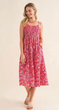 Load image into Gallery viewer, Painted Floral Smocked Midi Dress
