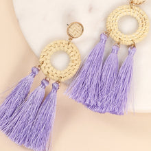 Load image into Gallery viewer, Round Rattan Tassel Drop Earring

