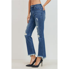 Load image into Gallery viewer, High Rise Mini Flare Cropped Raw Edge Jean
