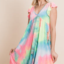 Load image into Gallery viewer, Tie Dye Flutter Sleeve Dress
