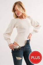 Load image into Gallery viewer, Sleek Ribbed Balloon Puff Sleeve Rib Bodysuit (Curvy Collection)
