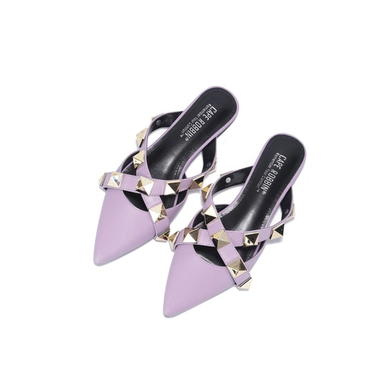 All the Glam Lilac Studded Slip-On Flats