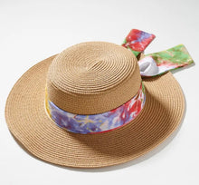 Load image into Gallery viewer, Straw Hat with Tie Dye Scarf
