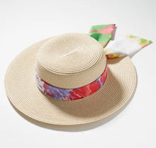 Load image into Gallery viewer, Straw Hat with Tie Dye Scarf
