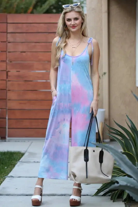 Cotton Candy Swirl Wide Leg Jumpsuit (Available in Curvy Collection)