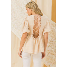 Load image into Gallery viewer, Love &amp; Lace Up Back Detail Babydoll Top
