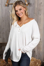Load image into Gallery viewer, White Waffle Henley Top
