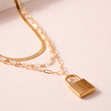 Load image into Gallery viewer, Glass Bead Layered Lock Necklace
