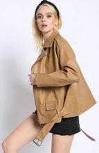 Load image into Gallery viewer, Keep it Cool Camel Oversized Moto Jacket
