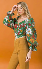 Load image into Gallery viewer, Tropical Blooms Crop Blouse
