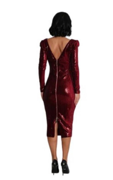 Rockin’ Ruby Red Sequin Dress M