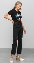 Load image into Gallery viewer, High Rise Ripped Crop Raw Hem Straight Jeans
